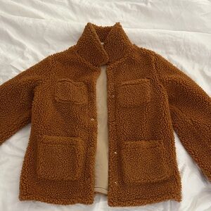 J.Crew Crewcuts Cozy Brown Sherpa Jacket- girls size large (10-11)